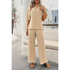 Two Pieces Outfits Knitted Crew Neck Button Set