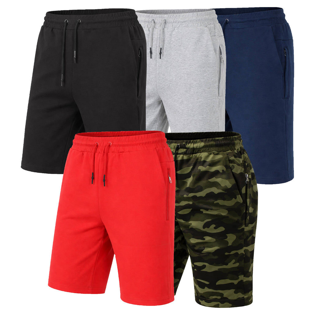 Men's Tech Fleece Jogger Lounge Shorts W Zip Pocket (S-5X): Black / L