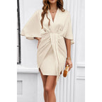 Bate Sleeves V Neck Ruched V Neck Fit Dress