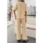 Two Pieces Outfits Knitted Crew Neck Button Set