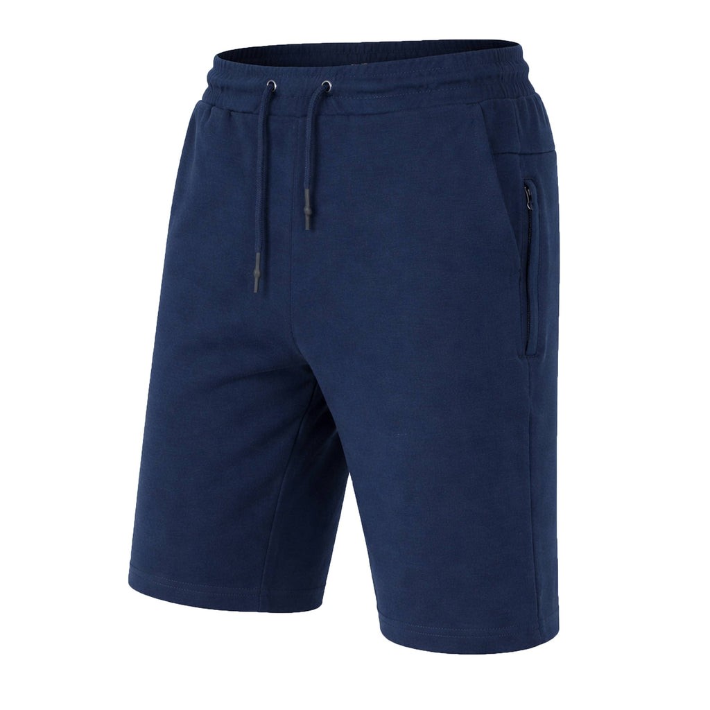 Men's Tech Fleece Jogger Lounge Shorts W Zip Pocket (S-5X): Black / L