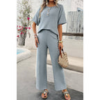 Two Pieces Outfits Knitted Crew Neck Button Set