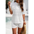 Two Pieces Solid Drop Shoulder Activewear Sets: WHITE / M