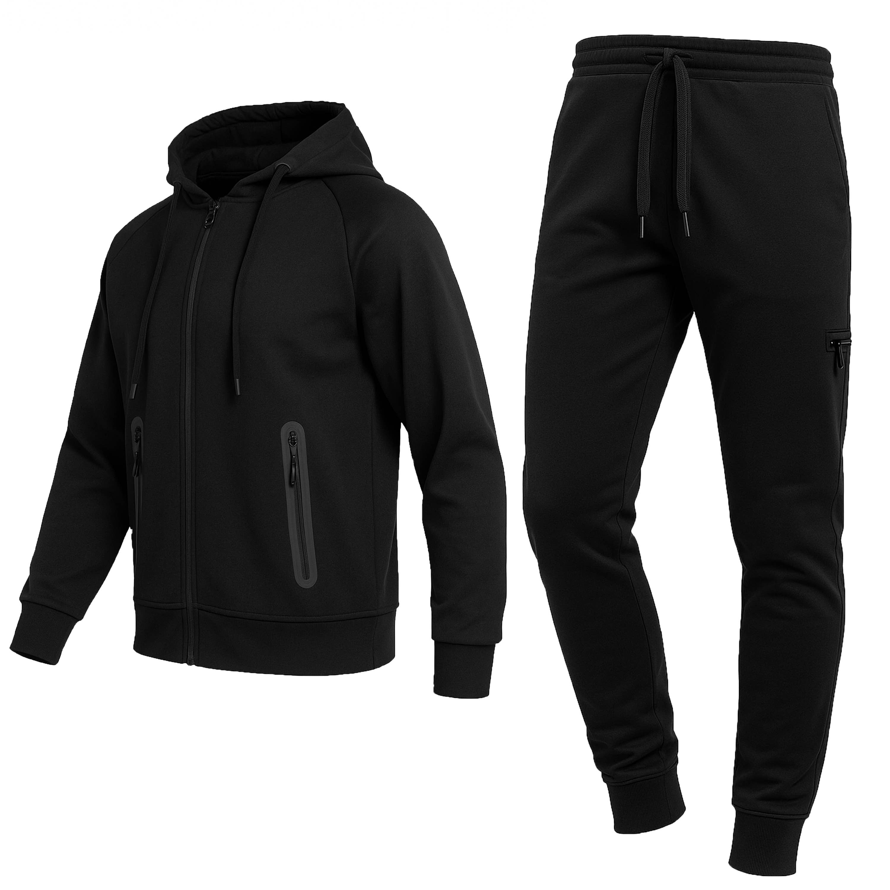 2-Piece Men's Tech Fleece Hoodie & Jogger Set (S-3XL): Black / L
