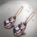 Mother's Day Birthday Jewelry Gifts for Mom, Silver/Rose Gold Night Teardrop Dangle Earrings fors Women with Crystals