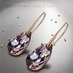 Mother's Day Birthday Jewelry Gifts for Mom, Silver/Rose Gold Night Teardrop Dangle Earrings fors Women with Crystals