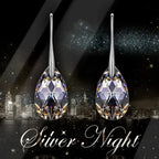 Mother's Day Birthday Jewelry Gifts for Mom, Silver/Rose Gold Night Teardrop Dangle Earrings fors Women with Crystals