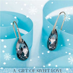 Mother's Day Birthday Jewelry Gifts for Mom, Silver/Rose Gold Night Teardrop Dangle Earrings fors Women with Crystals