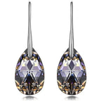 Mother's Day Birthday Jewelry Gifts for Mom, Silver/Rose Gold Night Teardrop Dangle Earrings fors Women with Crystals
