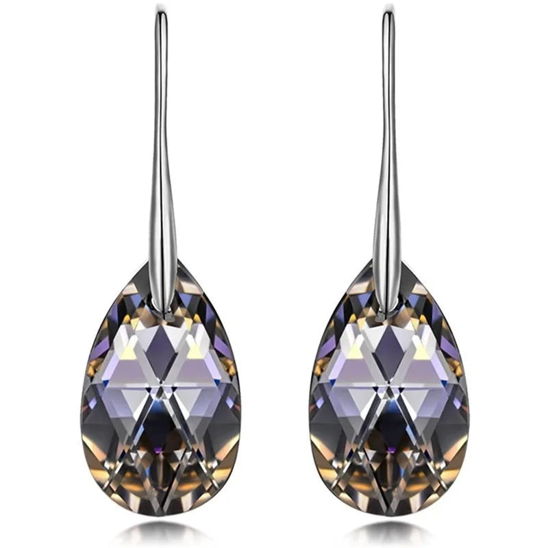 Mother's Day Birthday Jewelry Gifts for Mom, Silver/Rose Gold Night Teardrop Dangle Earrings fors Women with Crystals