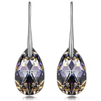 Mother's Day Birthday Jewelry Gifts for Mom, Silver/Rose Gold Night Teardrop Dangle Earrings fors Women with Crystals
