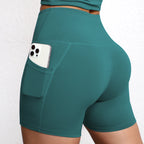 Women Sports Short With Pocketed Yoga Legging Shorts Squat Proof High Waist Fitness Tight Shorts Quick Drying Cycling Workout Gy