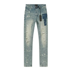 RTA Brand Men's Slim Fit Paint Graffiti Damaged Destroyed Hole Skinny Denim long Trouser Jeans Pants Streetwear