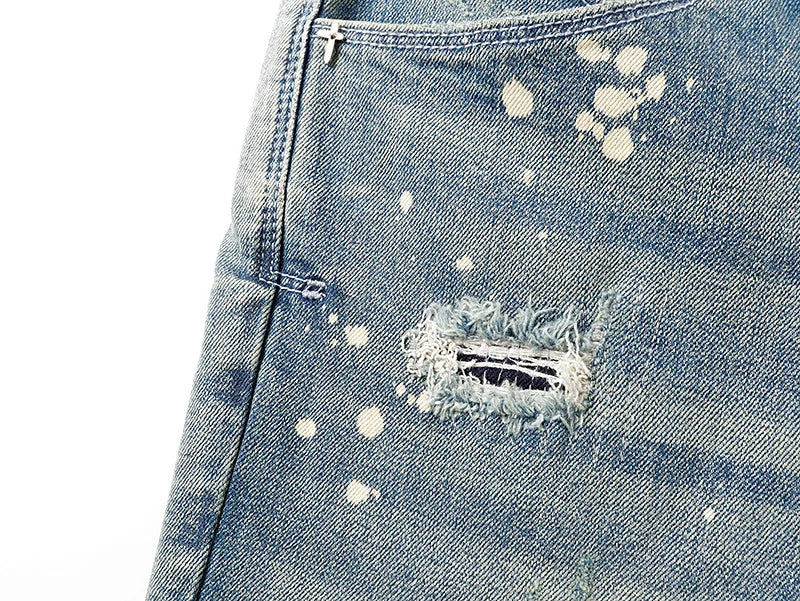 RTA Brand Men's Slim Fit Paint Graffiti Damaged Destroyed Hole Skinny Denim long Trouser Jeans Pants Streetwear