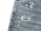 RTA Brand Men's Slim Fit Paint Graffiti Damaged Destroyed Hole Skinny Denim long Trouser Jeans Pants Streetwear