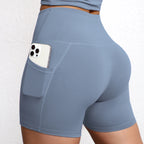 Women Sports Short With Pocketed Yoga Legging Shorts Squat Proof High Waist Fitness Tight Shorts Quick Drying Cycling Workout Gy