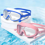 Kids Big Frame Swimming Goggles with Earplugs Children's Anti-fog Swimming Glasses Boys Girls Pool Beach Eyewear Swim Goggles