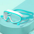 Kids Big Frame Swimming Goggles with Earplugs Children's Anti-fog Swimming Glasses Boys Girls Pool Beach Eyewear Swim Goggles