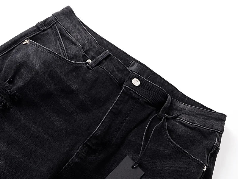 RTA Brand Men's Slim Fit Paint Graffiti Damaged Destroyed Hole Skinny Denim long Trouser Jeans Pants Streetwear