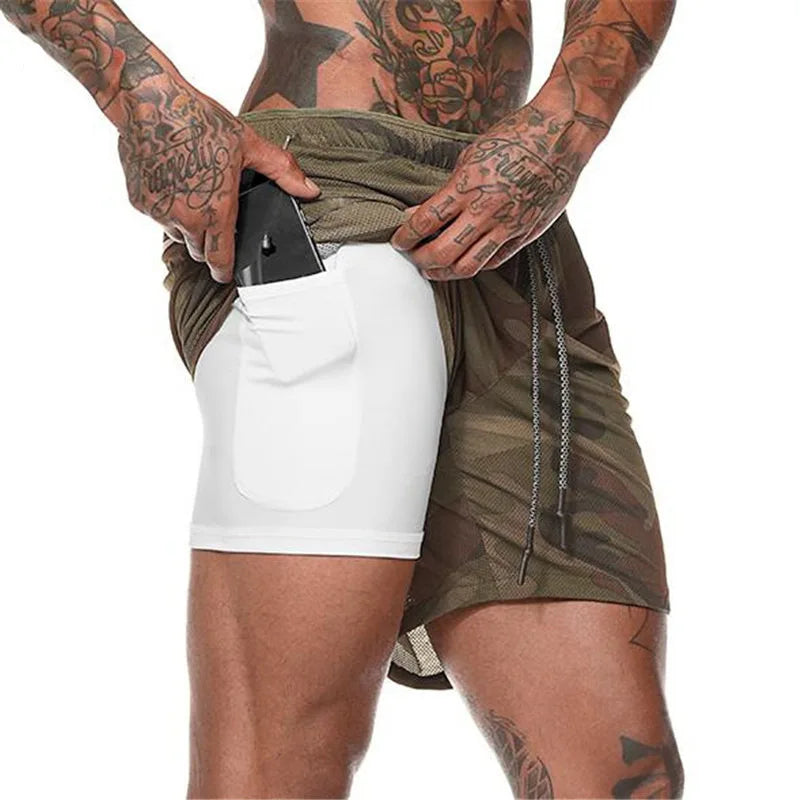 Men new Running Shorts 2 In 1 Double-deck Sport Shorts Sportswear Gym Fitness Short Pants Training Jogging Bottom Men's Clothing