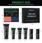Lakerain Skin Care for Men Kit Oil Control Skin Firming Increase Hydrate Deep Cleaning Face 7 PCS Per Set Travel Skin Care Kit