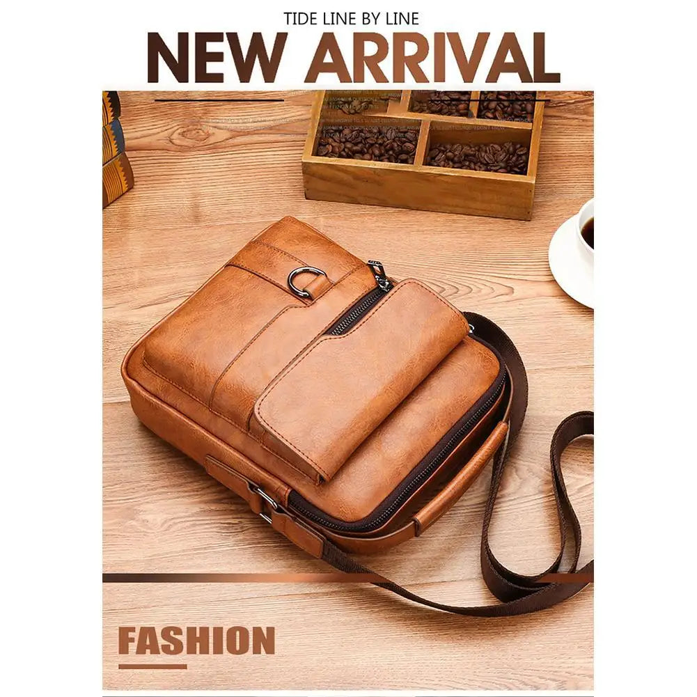 Crossbody Bag Shoulder Bags Vintage Men Handbags Large Capacity PU Leather Bag For Man Tote Bag Motorcycle Shoulder Bag
