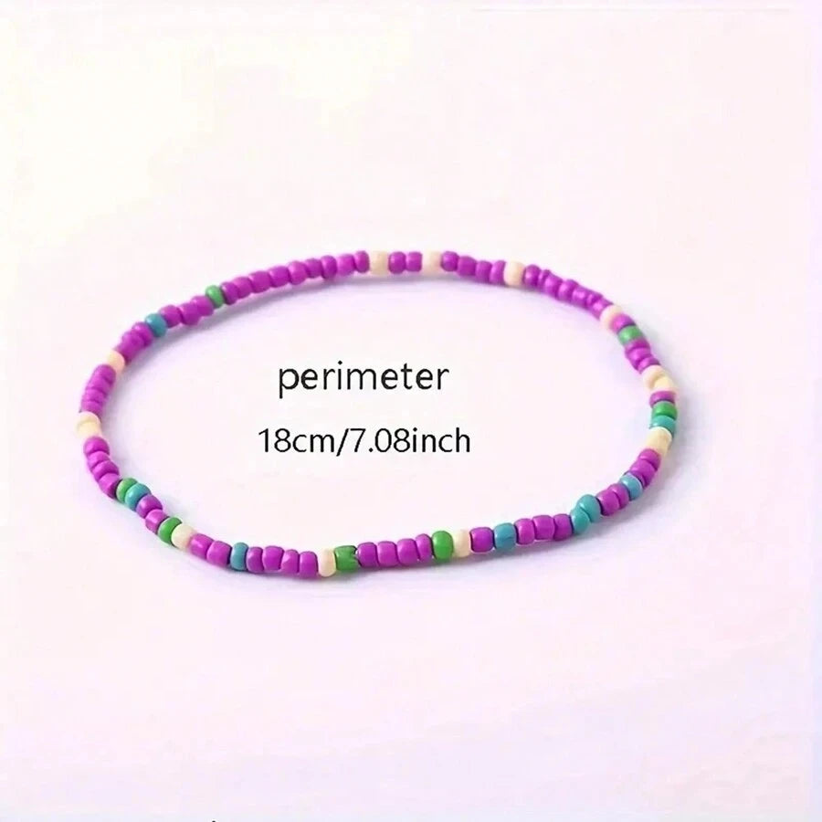 17pcs/Set Random Bohemian Vacation Colorful Beads Stacked Bracelets-Handmade Glass Bead Jewelry For Men And Women