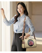 Casual Women Handbag Soft Leather Shoulder Crossbody Bags for Women 2024 New Fashion Print Ladies Messenger Tote Bag