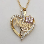 Mother's Day Necklace for Mom Luxury Trendy Craved Pendant Necklace Pink Flower Aesthetic Neck Accessories Love Jewelry