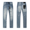 RTA Brand Men's Slim Fit Paint Graffiti Damaged Destroyed Hole Skinny Denim long Trouser Jeans Pants Streetwear