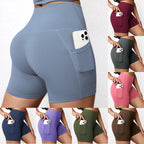 Women Sports Short With Pocketed Yoga Legging Shorts Squat Proof High Waist Fitness Tight Shorts Quick Drying Cycling Workout Gy