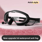 Professional Swimming Goggles Set, Large Frame Anti-Fog, Waterproof HD Lens, Includes Swim Cap for Men Women Children