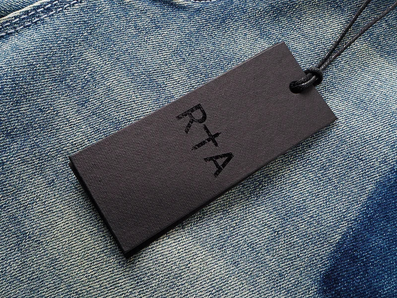 RTA Brand Men's Slim Fit Paint Graffiti Damaged Destroyed Hole Skinny Denim long Trouser Jeans Pants Streetwear
