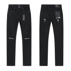 RTA Brand Men's Slim Fit Paint Graffiti Damaged Destroyed Hole Skinny Denim long Trouser Jeans Pants Streetwear