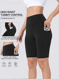 Summer Cycling Sports Shorts Running Fitness Quick Dry Breathable Sports Knee Length Pants High Waist Abdomen Control Yoga Short