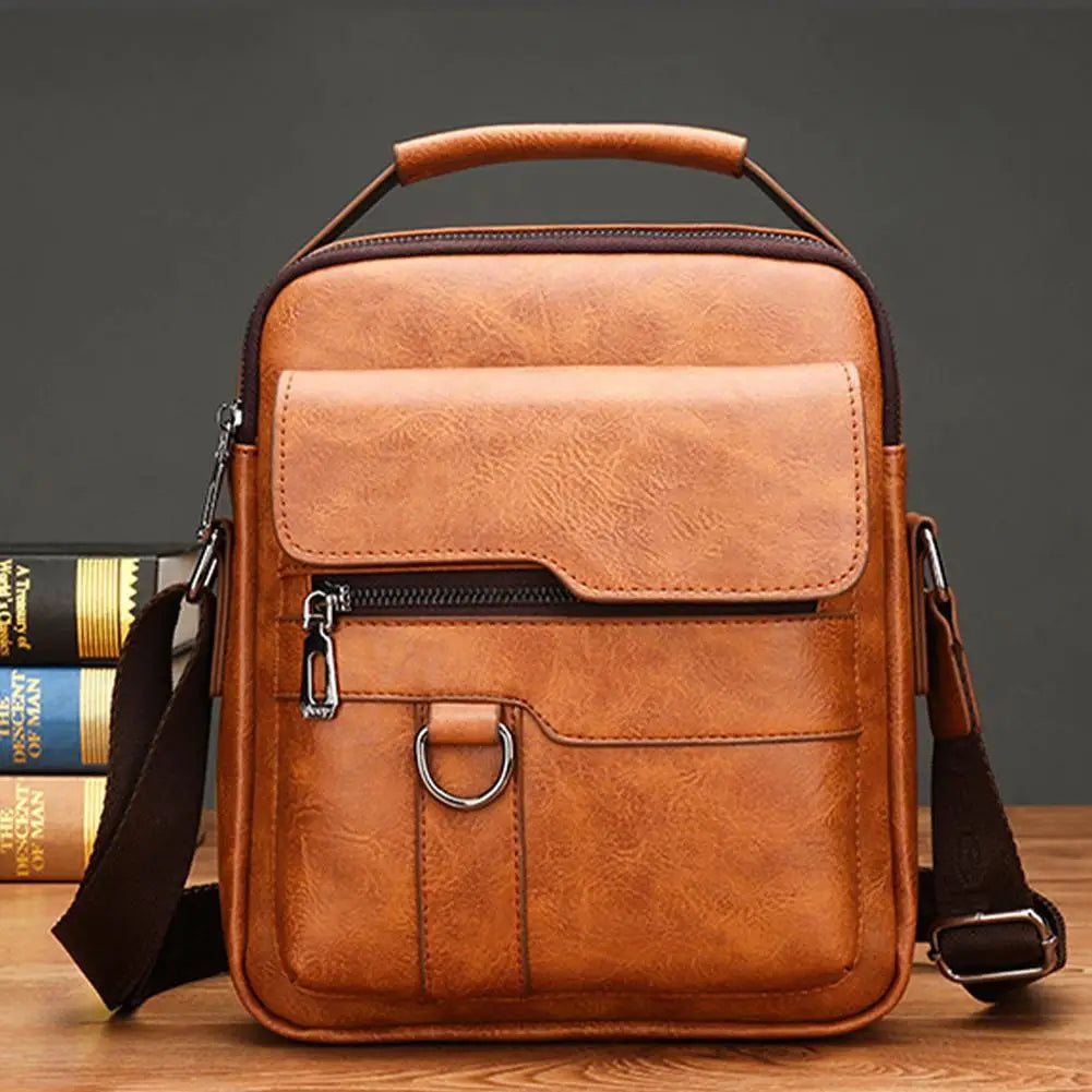 Crossbody Bag Shoulder Bags Vintage Men Handbags Large Capacity PU Leather Bag For Man Tote Bag Motorcycle Shoulder Bag