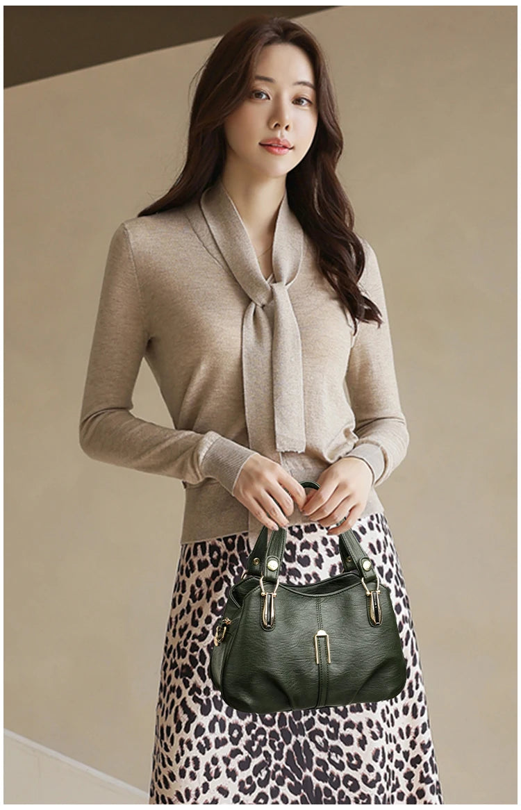Genuine Brand Leather Women Handbag Luxury Designer Shoulder Crossbody Bags Ladies Purse Messenger Tote Bag Female Commuting Bag