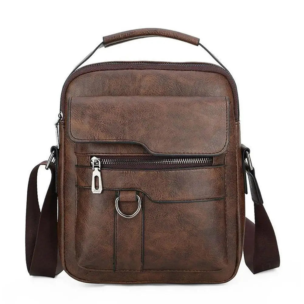Crossbody Bag Shoulder Bags Vintage Men Handbags Large Capacity PU Leather Bag For Man Tote Bag Motorcycle Shoulder Bag