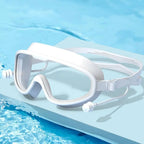 Kids Big Frame Swimming Goggles with Earplugs Children's Anti-fog Swimming Glasses Boys Girls Pool Beach Eyewear Swim Goggles