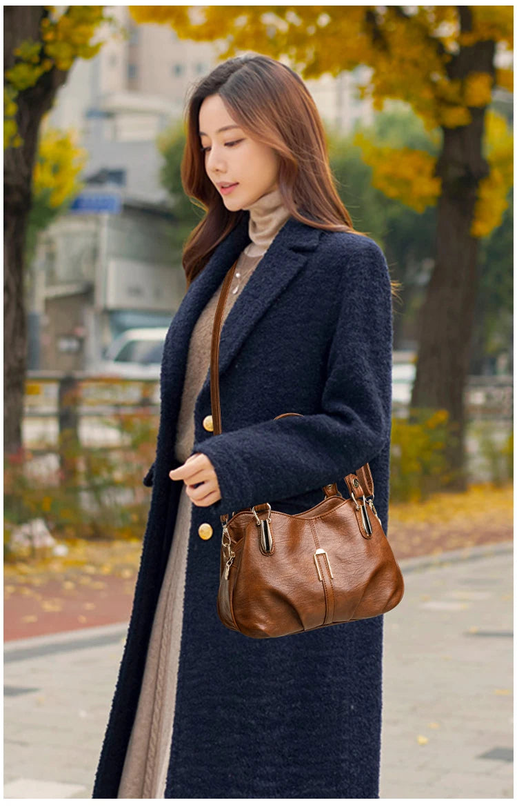 Genuine Brand Leather Women Handbag Luxury Designer Shoulder Crossbody Bags Ladies Purse Messenger Tote Bag Female Commuting Bag
