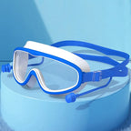 Kids Big Frame Swimming Goggles with Earplugs Children's Anti-fog Swimming Glasses Boys Girls Pool Beach Eyewear Swim Goggles