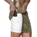 Men new Running Shorts 2 In 1 Double-deck Sport Shorts Sportswear Gym Fitness Short Pants Training Jogging Bottom Men's Clothing