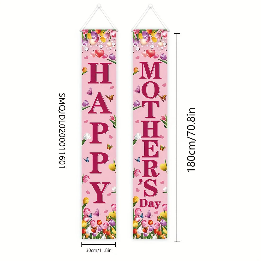 1 set of Mother's Day porch banner flags with “Happy Mother's Day” text, a Mother's Day gift for Mom