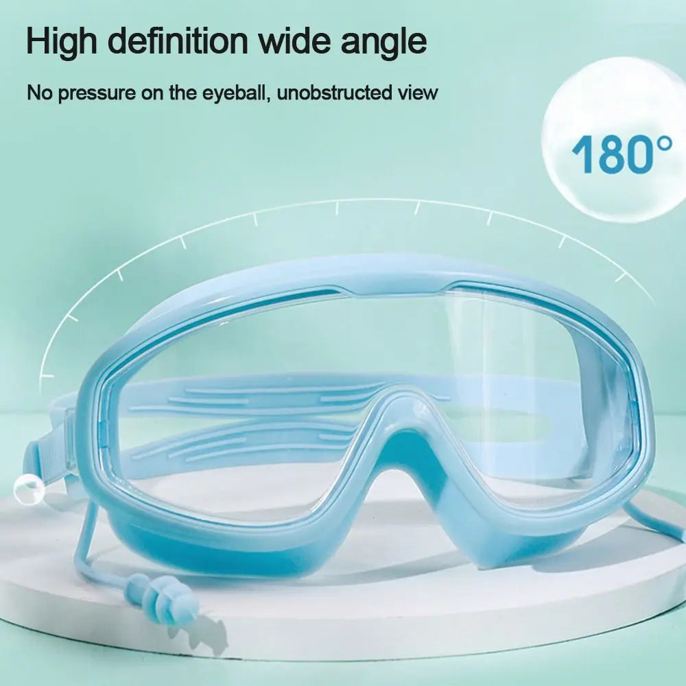 Outdoor Swim Goggles Waterproof Anti-Fog Wide View Scuba Diving Swimming Glasses with Earplugs Adult Youth Swim Eyewear