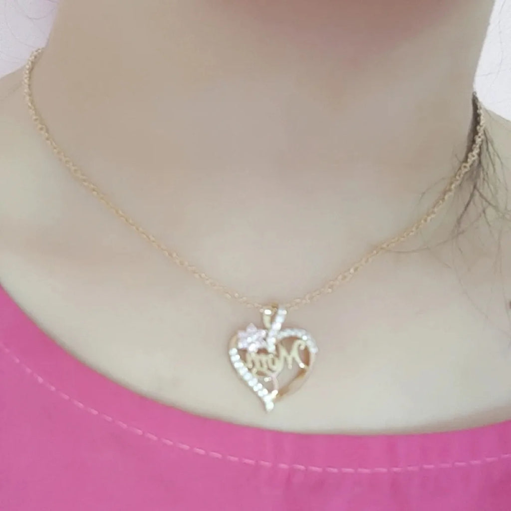 Mother's Day Necklace for Mom Luxury Trendy Craved Pendant Necklace Pink Flower Aesthetic Neck Accessories Love Jewelry