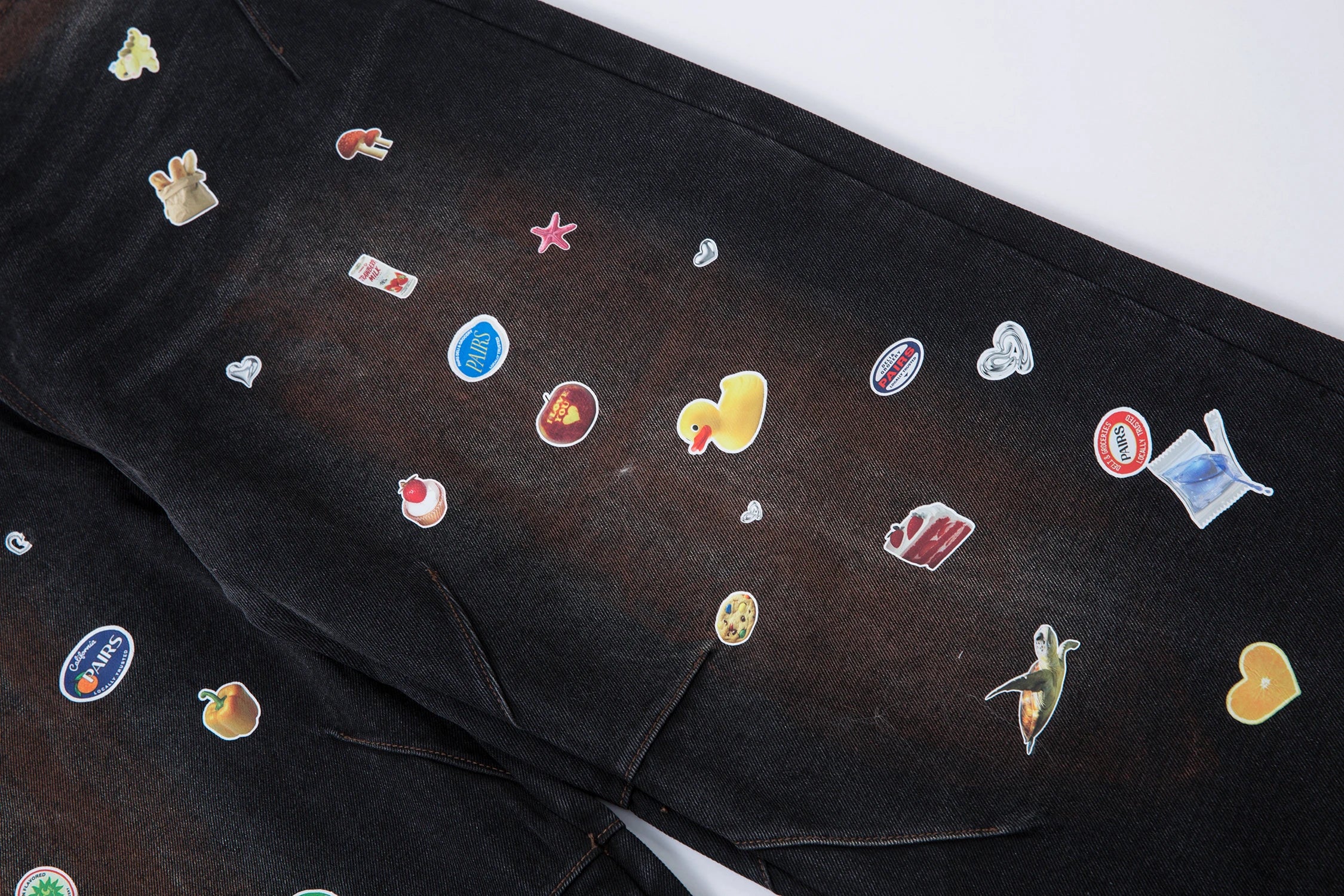 #N01 Cartoon Fun Print Wide Leg Jeans for Men 2025ss Spring Loose Long Pants