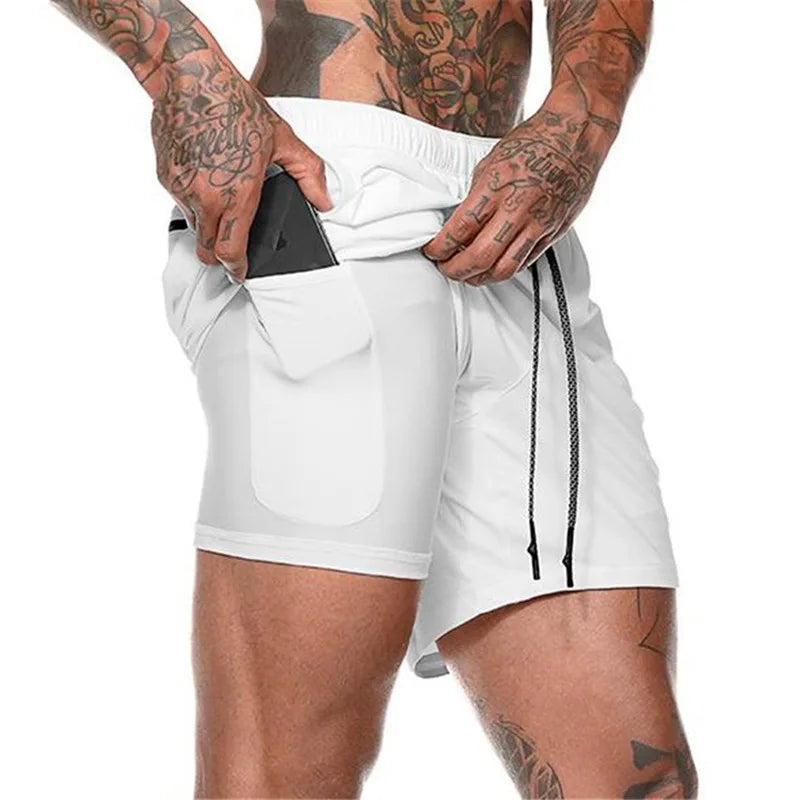 Men new Running Shorts 2 In 1 Double-deck Sport Shorts Sportswear Gym Fitness Short Pants Training Jogging Bottom Men's Clothing