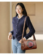 Casual Women Handbag Soft Leather Shoulder Crossbody Bags for Women 2024 New Fashion Print Ladies Messenger Tote Bag