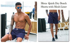 Mens Swim Trunks with Mesh Lining Side Pockets Solid Beach Shorts Quick Dry Lightweight Drawstring Board Shorts Summer Swimwear