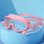Kids Big Frame Swimming Goggles with Earplugs Children's Anti-fog Swimming Glasses Boys Girls Pool Beach Eyewear Swim Goggles